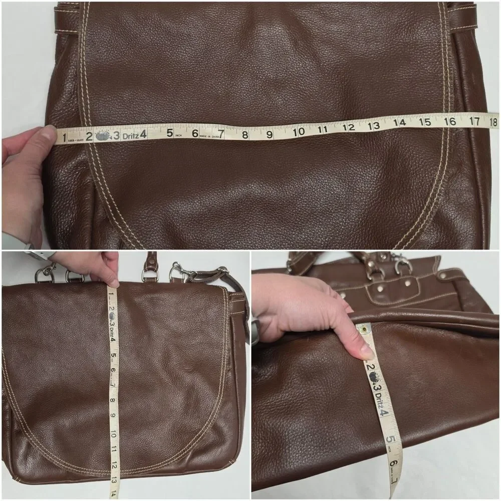 Custom Made Genuine Brown Leather Laptop Messenger Bag Handcrafted